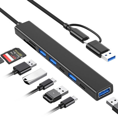 Picture of 8 in 1 USB C Hub USB Hub 3.0 with SD Card Reader, VIENON USB Extender with USB 3.0/USB 2.0, USB-C and Memory SD/Micro SD Card Reader, USB C to USB Adapter for Laptop, MacBook, iPad Pro, iMac-Aluminum