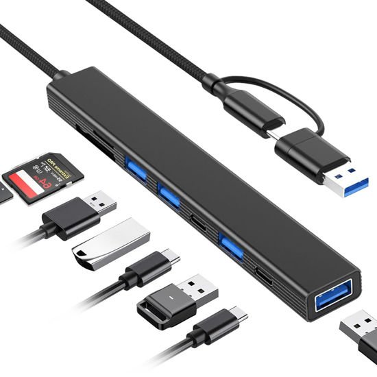 Picture of 8 in 1 USB C Hub USB Hub 3.0 with SD Card Reader, VIENON USB Extender with USB 3.0/USB 2.0, USB-C and Memory SD/Micro SD Card Reader, USB C to USB Adapter for Laptop, MacBook, iPad Pro, iMac-Aluminum