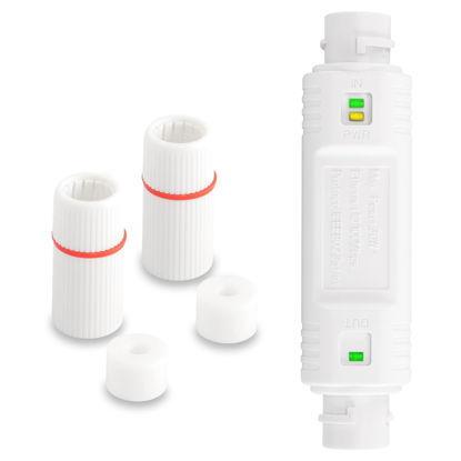 Picture of SinLoon IP67 Waterproof PoE Extender 100m/250m Extension 10/100Mbps Outdoor PoE Repeater RJ45 Ethernet PoE Extender for IP Camera Plug and Play (White)