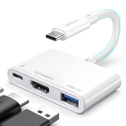 Picture of JSAUX USB-C to HDMI Adapter, Digital AV Multiport 4K@60Hz 3-in-1 100W Charging,5Gbps USB-A 3.0, Type-C Compatible for iPhone 16 Pro/16 Pro Max/16/iPhone 15 Pro Max,Samsung S24/23, iPad, MacBook,Dell