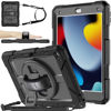 Picture of BMOUO Case for iPad 9th/8th/7th Generation 10.2", Shockproof 360 Rotating Stand Shoulder Hand Strap iPad 9th/8th/7th Generation Case with Pencil Holder for iPad 10.2 inch 2021/2020/2019 - Black