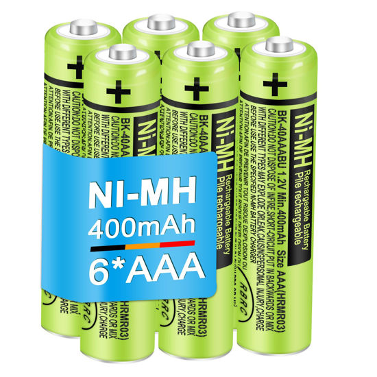 Picture of EOCIK BK-40AAABU 6Pack NI-MH 400mAh AAA Rechargeable Battery for Panasonic 1.2V AAA Rechargeable Battery for Cordless Phones