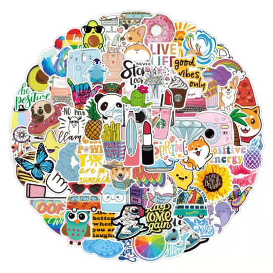 Picture of 105 PCS Water Bottle Stickers for Teens Kids, Vinyl Waterproof Vsco Cute Aesthetic Stickers, Hydroflask Laptop Phone Scooter Stickers for Teens Kids Girls Gifts