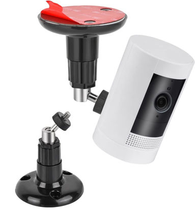 Picture of 1 Pack Adhesive Ring Camera Mount Stick Up Mount Holder Compatible with Outdoor Security Camera, 360° Degree Adjustable Security Mounting Bracket,Camera Not Included (Black, 1 Pack)
