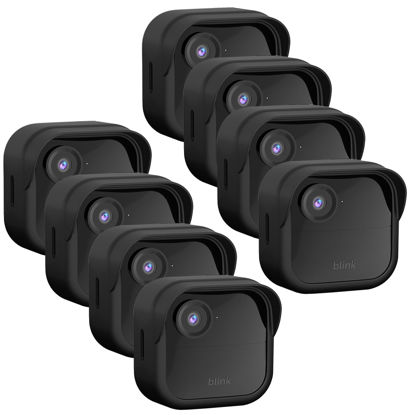 Picture of Qopoto Silicone Case Cover for All-New Blink Outdoor 4 (4th Gen), Weatherproof Protective Skin Cover with Hat Brim, 8 Pack, Black