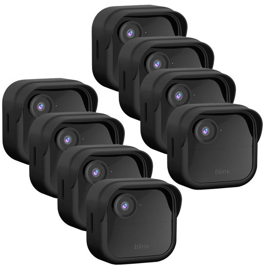 Picture of Qopoto Silicone Case Cover for All-New Blink Outdoor 4 (4th Gen), Weatherproof Protective Skin Cover with Hat Brim, 8 Pack, Black