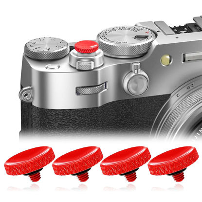Picture of 4Pack Camear Shutter Button Metal Brass Knurled Soft Shutter Release Button Compatible with Fujifilm Sony Lecia Nikon for Better Balance and Grip (Red)