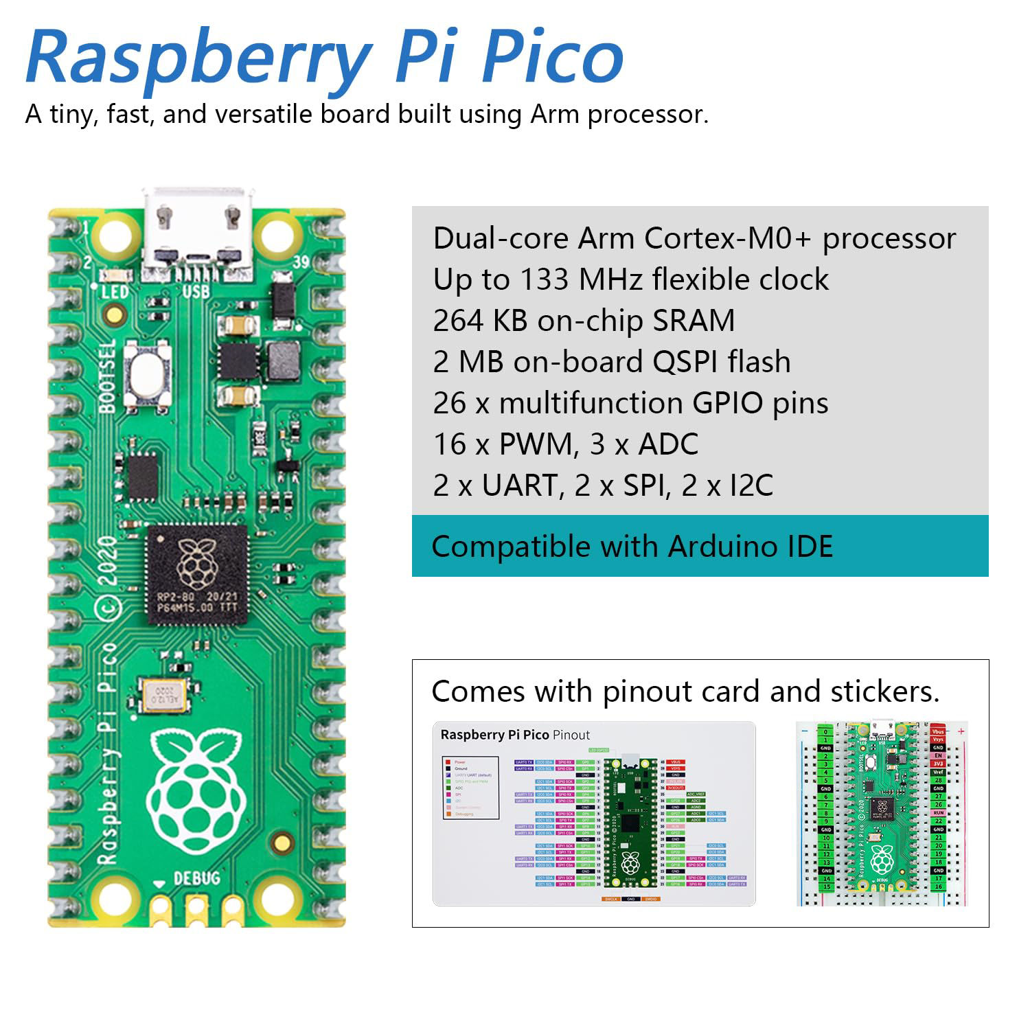 GetUSCart- Freenove Raspberry Pi Pico Board Pre-Soldered Header, Dual ...