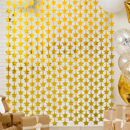 Picture of LOLStar 2 Pack Gold Stars Birthday Decorations 3.3X6.6 ft Each Glitter Golden Backdrop Foil Fringe Curtains,Bridal Baby Shower Decorations Perfect for Wedding Anniversary Christmas Party Decorations