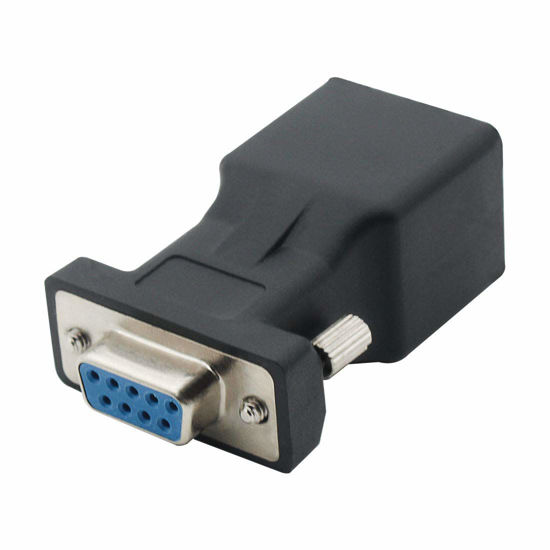 Picture of DB9 RS232 Female Port to RJ45 Female Connector Card DB9 Serial Port Extender to LAN CAT5 CAT6 RJ45 Network Ethernet Cable Adapter
