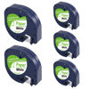 Picture of 5-Pack Compatible with Dymo Letratag Refills 91200 91330 10697 S0721510 Label Maker Tape White Paper 12mm x 4m 1/2" x 13', Work with Dymo Letra Tag LT-100H LT-100T Plus 200B QX50 XR XM 2000