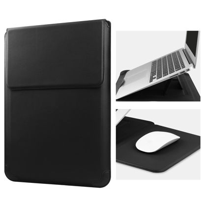 Picture of HoYiXi 14 Inch Laptop Sleeve Case Leather Bag with Stand Compatible with Mac Pro 14 2021/ASUS Vivobook 14/HP Pavilion X360/IdeaPad 14/Dell HP ASUS Acer Huawei Matebook 14'' PC, Black