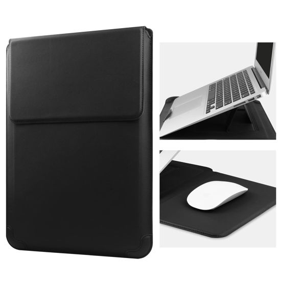 Picture of HoYiXi 14 Inch Laptop Sleeve Case Leather Bag with Stand Compatible with Mac Pro 14 2021/ASUS Vivobook 14/HP Pavilion X360/IdeaPad 14/Dell HP ASUS Acer Huawei Matebook 14'' PC, Black