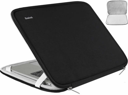 Picture of Hsmienk Laptop Sleeve Case 17 Inch, Durable Shockproof Protective Computer Cover Flip Case Briefcase Carrying Bag Case Compatible with 17-17.3 Inch Laptop, Computer, Notebook, Black