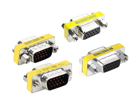 Picture of LuoQiuFa 4 pcs VGA SVGA HD15 Male-to-Male/Female to Female Mini Gender Converter Coupler Cable AdapterConnector