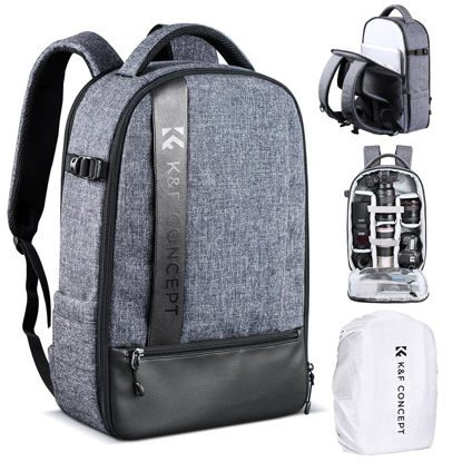 Picture of K&F Concept Camera Backpack Professional DSLR Camera Bag Waterproof Photography Bag for DSLR Cameras 15 inch with Laptop/Tripod/Lenses Large Capacity Bag