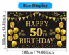 Picture of Trgowaul 50th Birthday Backdrop Gold and Black 5.9 X 3.6 Fts Happy Birthday Party Decorations Banner for Women Men Photography Supplies Background Happy Birthday Decoration