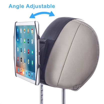 Picture of WANPOOL Car Headrest Mount Holder with Angle Adjuster for 7-10.5 Inch Tablets and 4.5-6 Inch Phones