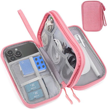 Picture of CAAORDKSO Travel Electronics Organizer, Waterproof Cable Organizer Bag, Electronic Accessories Storage Case Electronic Pouch for Cable, Cord, Charger, Phone, Power Bank, Earphone (Dark Pink, Medium)