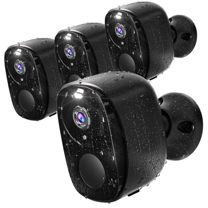 Picture of ELECCTV Security Cameras Wireless Outdoor 4pack, 2K Battery Powered Camera for Home Security with IP65, SD/Free Cloud Storage, No Monthly Fee, AI Motion Detection, Color Night Vision, 2-Way Audio