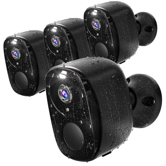 Picture of ELECCTV Security Cameras Wireless Outdoor 4pack, 2K Battery Powered Camera for Home Security with IP65, SD/Free Cloud Storage, No Monthly Fee, AI Motion Detection, Color Night Vision, 2-Way Audio