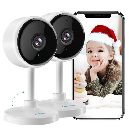Picture of litokam Indoor Camera, Cameras for Home Security with Night Vision, Pet Camera with Phone App, 1080P Indoor Security Camera, Motion Detection, 2-Way Audio, WiFi Home Camera, Baby Monitor-2Pack