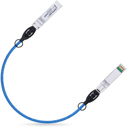 Picture of Colored 10G SFP+ Twinax Cable, Direct Attach Copper(DAC) Passive Cable, 0.25m (0.82ft) in Blue, for Cisco SFP-H10GB-CU0.25M, Meraki, Ubiquit, Mikrotik, Intel, Fortinet, Netgear, D-Link and More