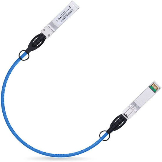 Picture of Colored 10G SFP+ Twinax Cable, Direct Attach Copper(DAC) Passive Cable, 0.25m (0.82ft) in Blue, for Cisco SFP-H10GB-CU0.25M, Meraki, Ubiquit, Mikrotik, Intel, Fortinet, Netgear, D-Link and More