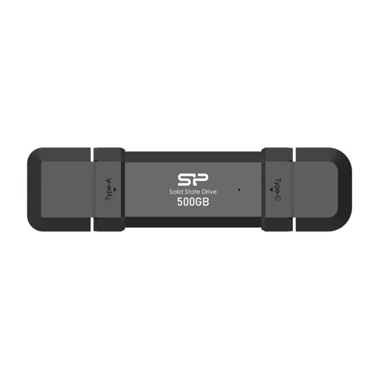 Picture of Silicon Power 500GB DS72 Portable USB 3.2 Gen 2 Type-C/Type-A SSD Solid State Drive Stick (Black)