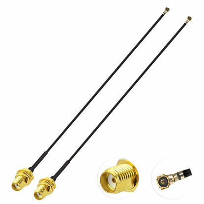 Picture of Superbat U.fl/IPEX MHF4 Cable Mini PCI to SMA Bulkhead Coaxial Cable 6" 15cm for M.2 NGFF Interface Wireless Routers Mini PCIe Cards Network Extension Pigtail PCI WiFi Cable 2-Pack