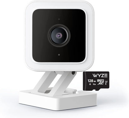 Picture of Cam V3 Smart Home Security Camera, Indoor/Outdoor Use, 1080p Plug-in, Color Night Vision, Motion Detection, Two Way Audio, Compatible with Alexa, Google Assistant, Cam V3+128GB SD Card