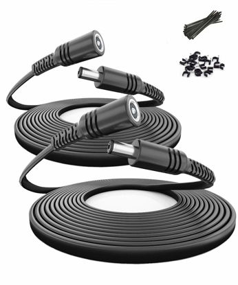 Picture of Itramax 20ft 12V DC Extension Cable (2-Pack),DC 2.1mm x 5.5mm 5521 Power Supply Adapter Flat Extender Cord,Female to Male Wire for IP Network,CCTV Security Camera,DVRs & More Devices,5V,9V,24V,12 Volt