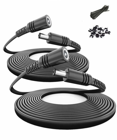 Picture of Itramax 20ft 12V DC Extension Cable (2-Pack),DC 2.1mm x 5.5mm 5521 Power Supply Adapter Flat Extender Cord,Female to Male Wire for IP Network,CCTV Security Camera,DVRs & More Devices,5V,9V,24V,12 Volt