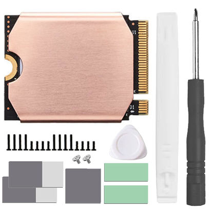 Picture of Steam Deck SSD Heatsink Thermal Pad: Haojiaho M.2 2230 NVME SSD Copper Heat Sink with Cooling Thermal Pads for Steam Deck 2230 SSD, SabrentRocket 2230, Rog Ally ssd, Back Cover Opening Tools