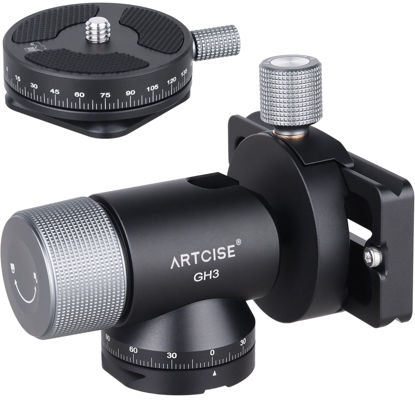Picture of ARTCISE Monopod Gimbal Head, CNC All Metal Side Saddle Gimbal Tilt Head with Arca Swiss Quick Release Plate and 360° Panoramic Arca Type QR Plate，Ideal for Camera Tripod Monopod Long Telephoto Lenses