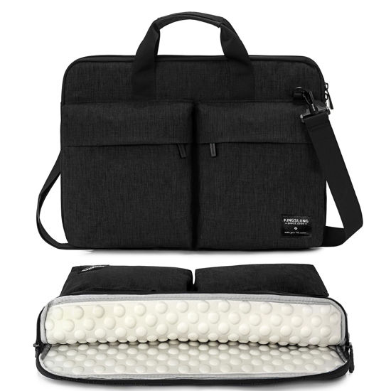 Picture of KINGSLONG 17-17.3 inch Slim Laptop Bag, Computer Carrying Case with Shoulder Strap, Notebook Handbag Cover for Men Women Fits Acer Asus Lenovo HP Toshiba Black
