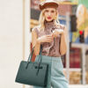 Picture of Keyli Laptop Tote Bag for Women Christmas Gifts Waterproof Leather Work Laptop Briefcase with Built-in USB Charging Port Computer Shoulder Bags Fits 15.6 Inch, Business Handbag Purse 4pcs Set Green