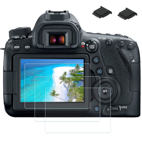 Picture of PCTC Tempered Glass LCD Screen Protector Films Compatible for Canon EOS 6D Mark II 2 6DII Protective Cover (3 + 2 Pack)