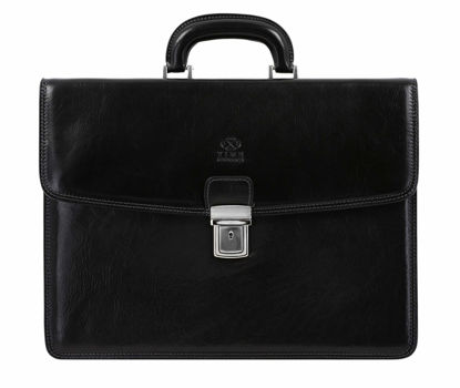Picture of Time Resistance Leather Briefcase - Italian Full Grain Leather Bag - Genuine Leather Laptop Bag - Briefcase for Men and Women (Black)