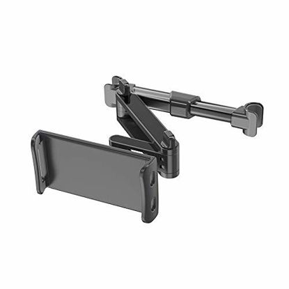 Picture of NewBinn Retractable Car Headrest Tablet Mount Holder, 360° Swivel Tablet Phone Holder for Car Back Seat, Backseat Phone Holder for 5-11" Tablet as iPad iPhone Samsung Galaxy