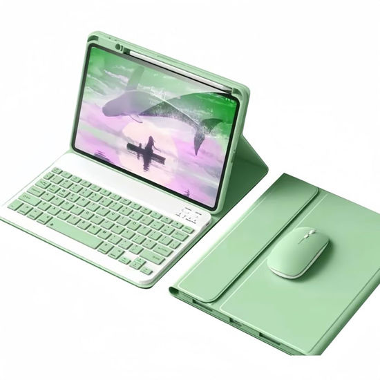 Picture of kaidisen Keyboard Case Mouse for 2022 iPad 10th Generation 10.9 inch iPad 10 Detachable Cute Color Keyboard Case with Pencil Holder,Mint Green