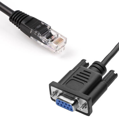Picture of Jienk 3.3FT DB9 to RJ45 Cat5 Ethernet LAN Console Cable, RJ45 Male to 9 pin Serial RS232 DB9 Female Rollover Console Cable