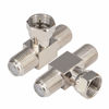 Picture of Kaunosta F Type 3 Way Coaxial Connectors Male to Female RG6 Combiner F to Dual Coax Adapter for Satellite TV MATV CCTV and Related Consumer Television Products 2PCS