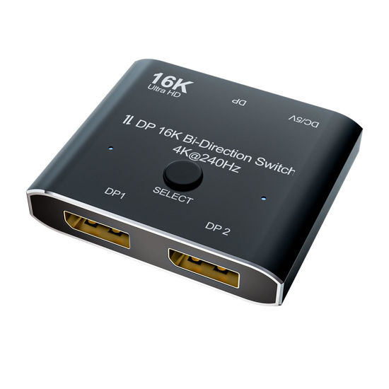 Picture of CableDeconn DisplayPort 8K DP 1.4 Switch Bi-Direction 8K@30Hz 4K@120Hz Splitter Converter for Multiple Source and displays (dp 16k Switch 2x1)