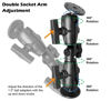 Picture of WINDFRD 1.5" Double Ball Mount with Two AMPS Round Plates, Tablet/Fish Finder Mount, Double Socket Swivel Ratchet Arm with 1.5 inches / 38mm / C Size Ball, Compatible with RAM, Arkon, iBolt and More