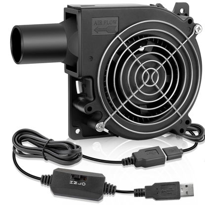 Picture of WDERAIR 120mm x 32mm USB 5V Brushless Centrifugal Blower Multi-Speed Control Fan with Tube for Small Electric BBQ Grill Air Bellow Inflatable Replacement