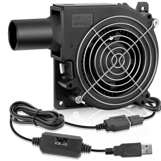 Picture of WDERAIR 120mm x 32mm USB 5V Brushless Centrifugal Blower Multi-Speed Control Fan with Tube for Small Electric BBQ Grill Air Bellow Inflatable Replacement
