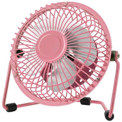 Picture of Chchmu USB Fan 4 Inch Mini USB Desk Table Fan Personal Portable Desktop Cooling Fan Powered by USB PC Netbook for Camping Home Office Outdoor Travel, Strong Wind, Pink