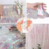 Picture of BRAVESHINE Party Decorations Iridescent Foil Fringe Backdrops - 2 Pack 3.2 x 6.5 ft Holographic Tinsel Photo Booth Pros Streamer Curtains for Girl Birthdays Engagement Christmas Parties - Clear