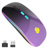 Picture of LED Wireless Mouse, Bluetooth Mouse &2.4GHz Instant Connection,Rechargeable Ultra Silent Slim,3 DPI 2 Connection Modes with USB-C to USB Adapter for Laptop/MacBook/PC/Tablet/iPad (Black-purple)